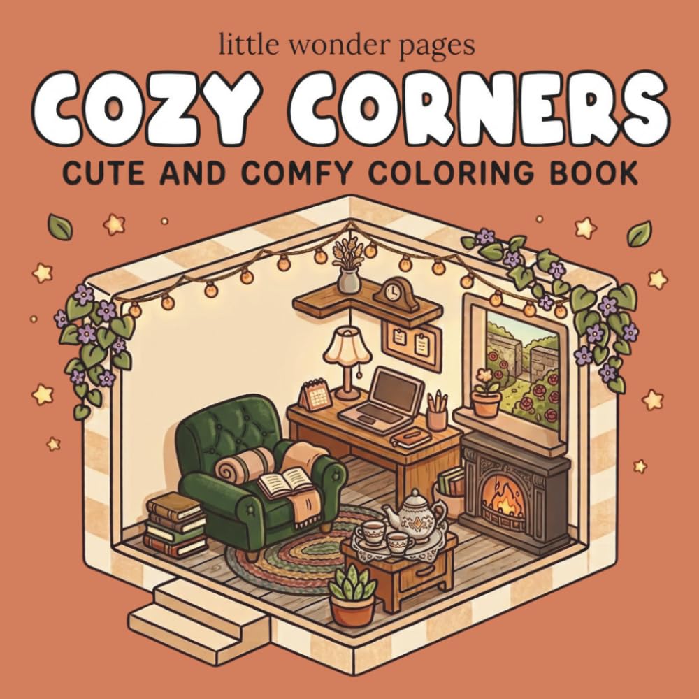 ler totalmente Cozy Corners: A Cute & Cozy Coloring Book for Adults and Teens with Comfy Rooms, Relaxing Spaces & Simple Designs