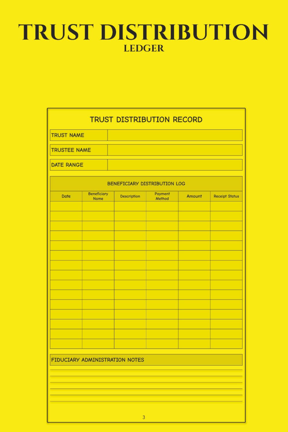 Trust Distribution Ledger: Professional Fiduciary Record Book for Trustees, Executors & Estate Administrators to Track Beneficiary Payments, Asset Distribution & Probate Administration baixar livro de graça