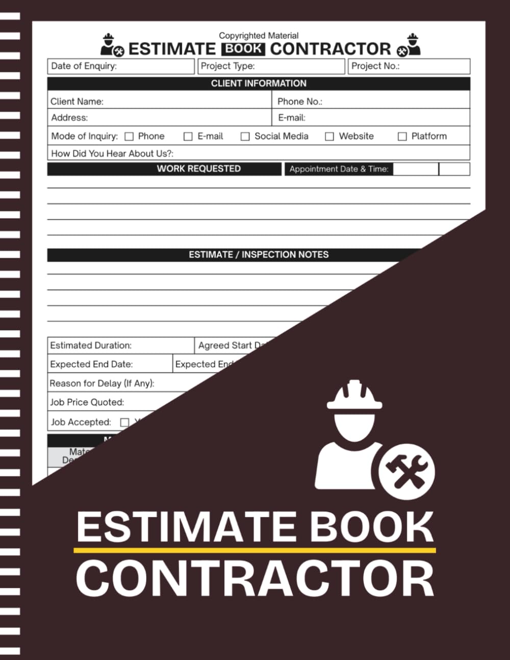 ler totalmente Estimate Book Contractor: Job Estimate Log Book With Client Contact Tracker | Contractor Forms for Quotes, Costs, and Worksite Notes | Large Print 8.5" x 11" Inches, 110 pages