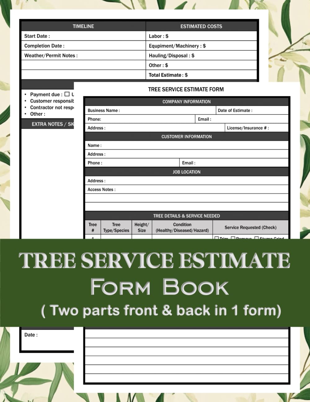 Tree Service Estimate Form Book: Professional Estimate And Work Order Forms For Tree Removal, Trimming, Landscaping, And Arborist Services | Tree Care... Trimming, And Pruning Estimating Sheets baixar o livro de graça