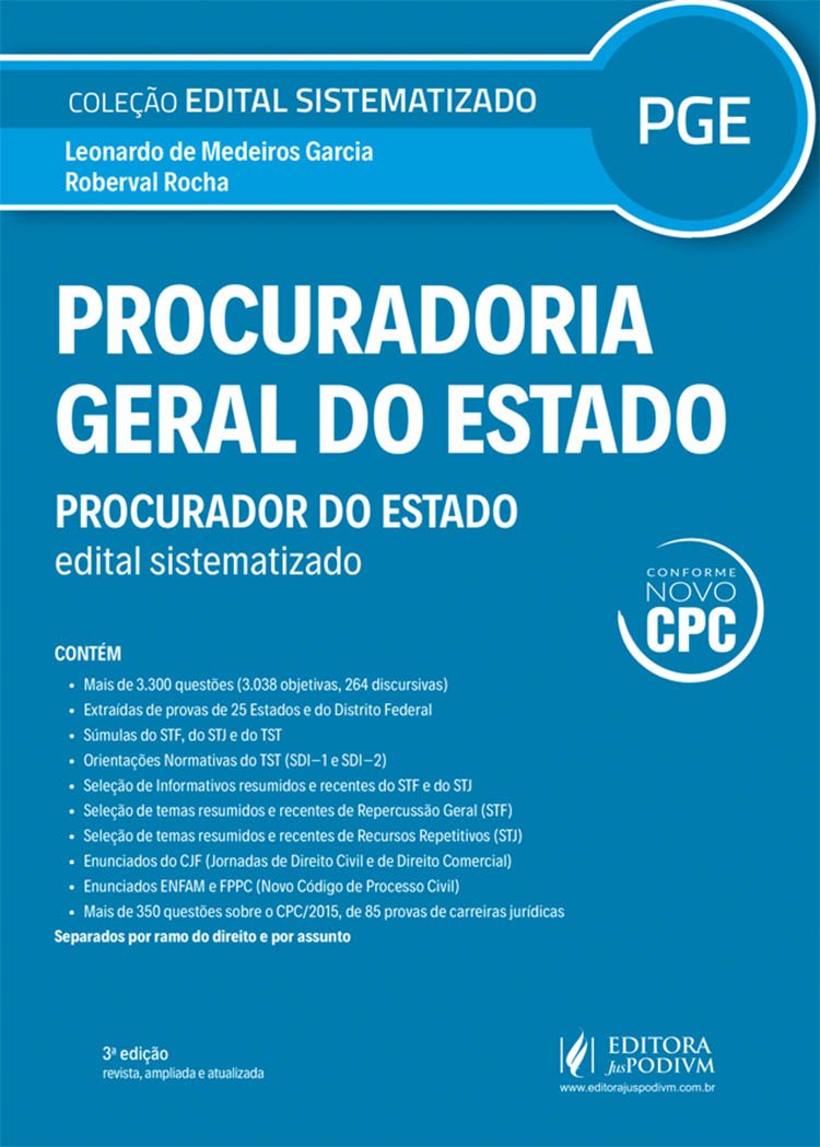 Edital Sistematizado - Pge - Procurador Do Estado 2016 - 3a Edição Conforme Novo Cpc baixar livro de graça