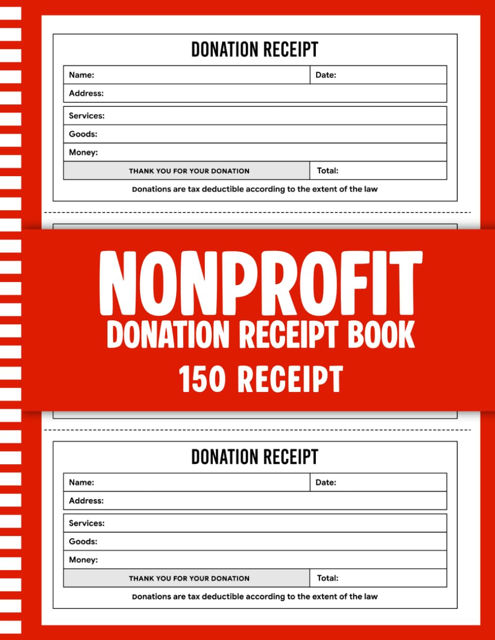 ler totalmente Nonprofit Donation Receipt Book: 150 Receipts (3 per Page) Single-Sided Sheets | Non-Profit Donation Receipt Form
