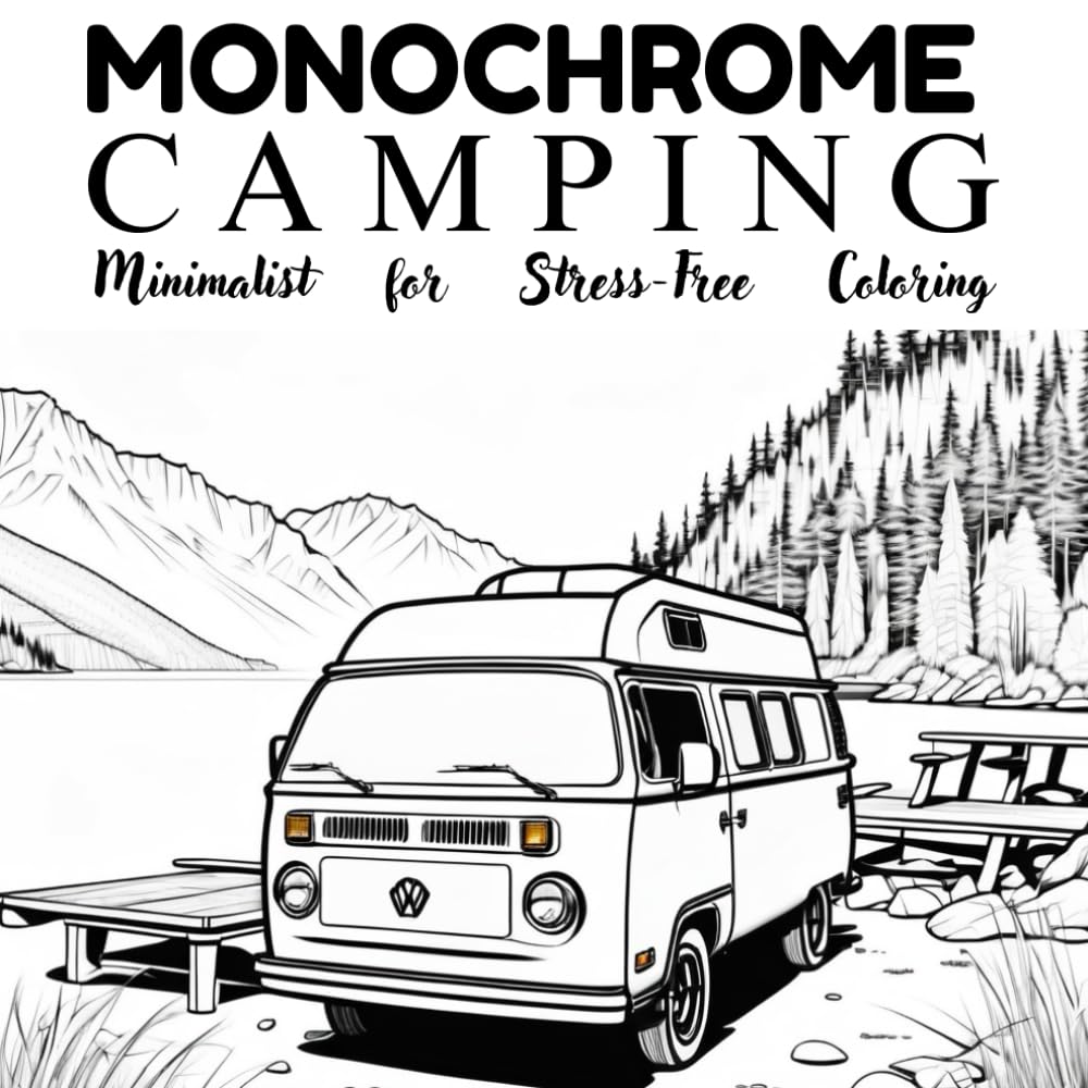 capítulo por capítulo baixar Monochrome Camping: Easy Coloring Book for Adults and Kids, 40+ Minimalist Hand Drawn Comic Illustrations with Thick Lines and Large White Spaces for... Zero Black Fills, Marker Friendly Designs