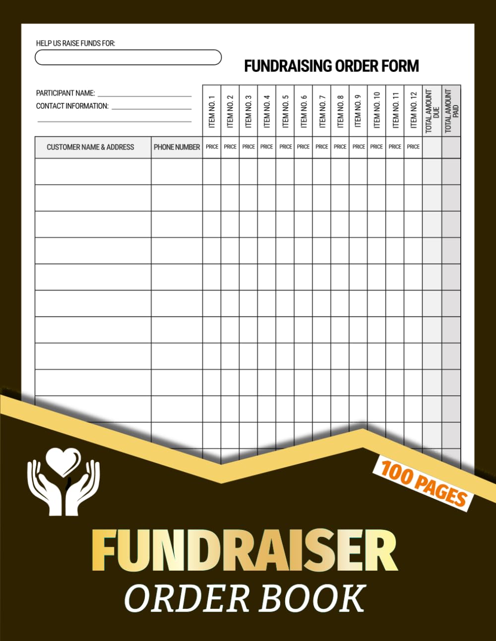 ler totalmente Fundraiser Order Book: Track Customers, Products Sold, Payments, Participant Information & Campaign Totals | 100 Pages