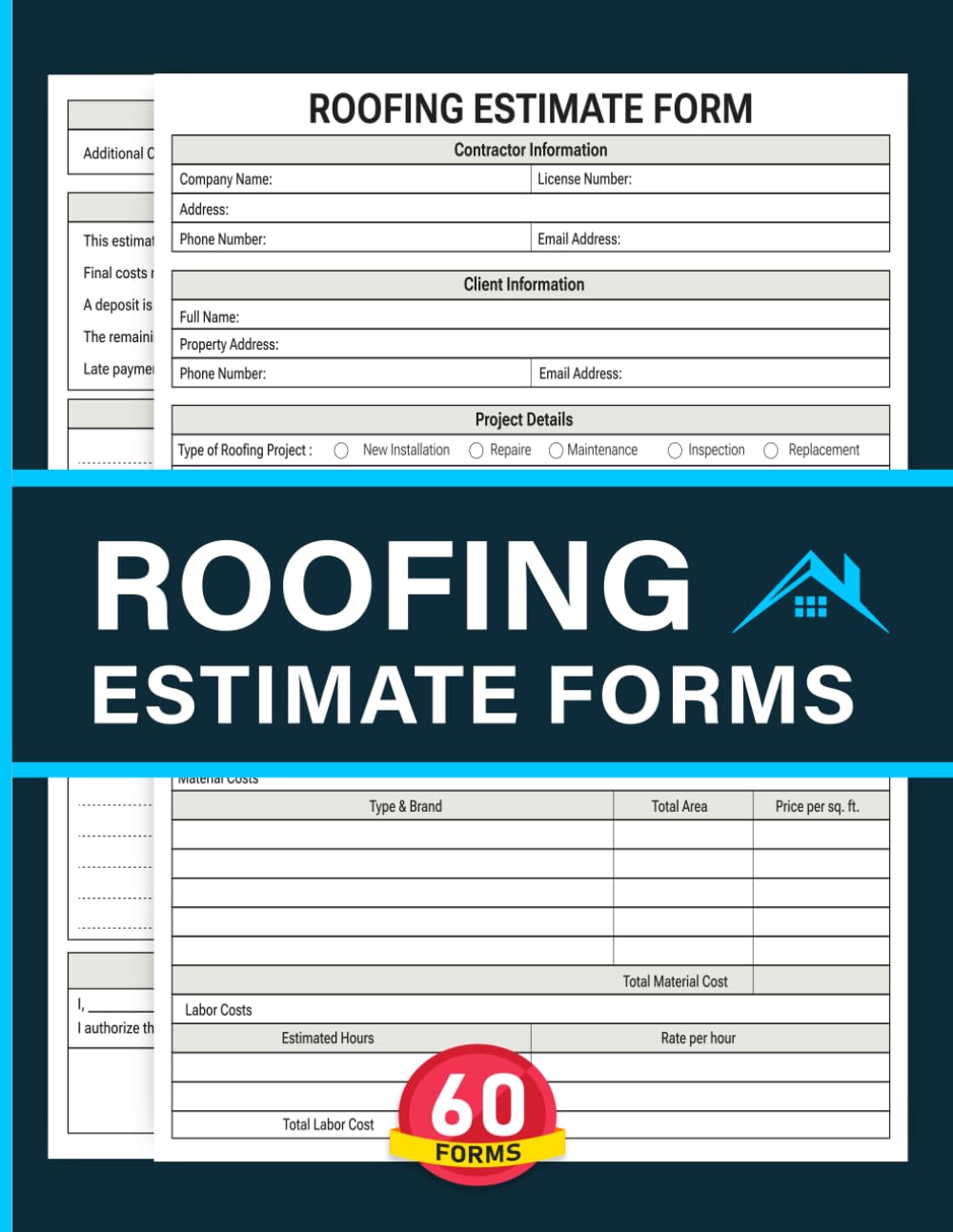 ler totalmente Roofing Estimate Forms: Installation and Repair Estimating Sheets for Contractors | 120 Pages.