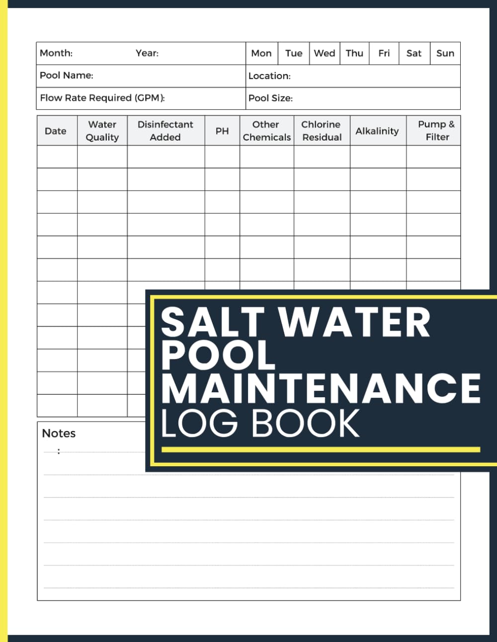 Salt Water Pool Maintenance Log Book: Track Water Quality, Chemical Treatments, Equipment Inspections and Maintenance Records for Salt Water Pool Owners and Service Professionals baixar livro de graça