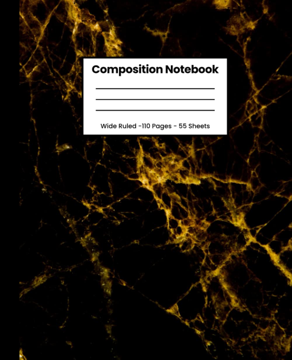 ler totalmente Black and Gold Composition Notebook: Wide Ruled Notebook for School, Notebook for Kids, Teens, and Adults, 110 Pages 7.5X9.25 Inches