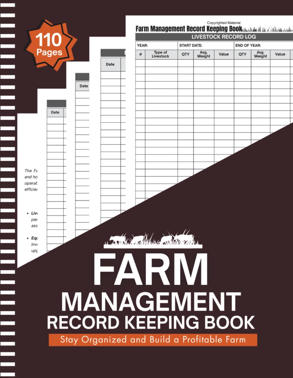 ler totalmente Farm Management Record Keeping Book: Farm Operations & Bookkeeping Journal | Track Livestock, Equipment, Maintenance, Expenses & Income, Perfect for... & Homesteaders | 8.5" x 11" Inches, 110 pages