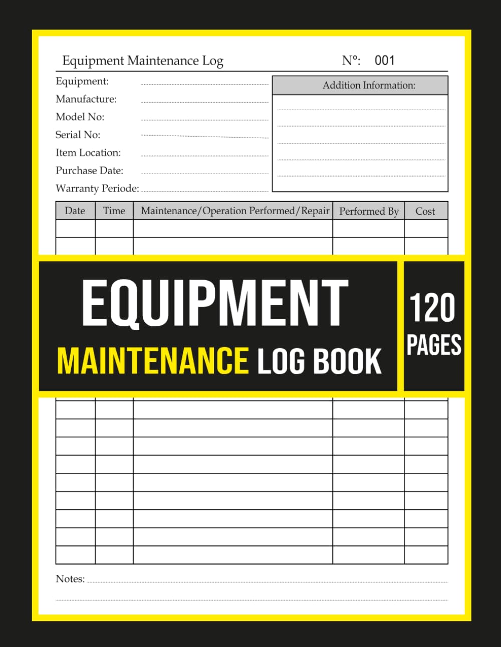 capítulo por capítulo baixar Equipment Maintenance Log Book: Comprehensive Record for Machinery Repairs, Service Logs, and Preventive Maintenance | 120 Pages, 8.5" x 11" Inches.