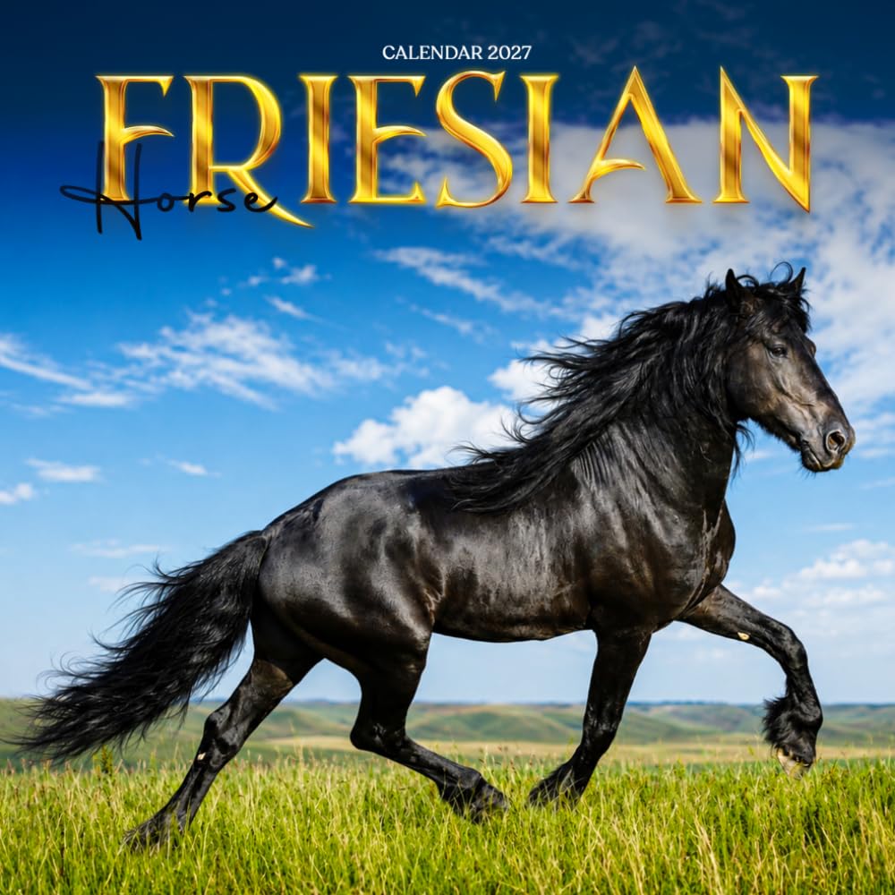 Friesian Horse Calendar 2027: Black Horses and Pasture Scenes