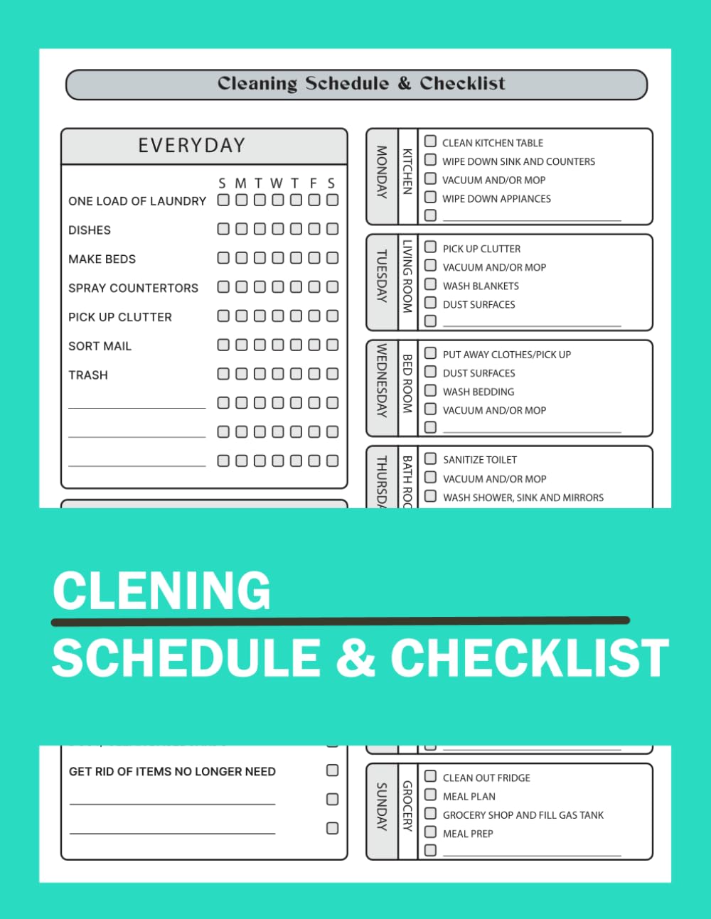 Cleaning Schedule and Checklist: Daily Weekly and Monthly Household Cleaning Schedule Book, Housekeeping Checklist Planner, and Organizer for Adults - ( "8.5X11" Inches ) baixar o livro de graça