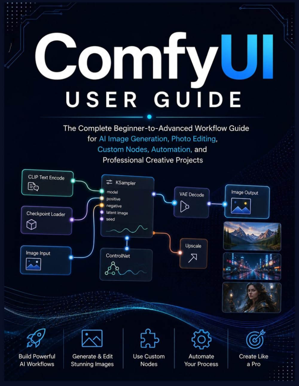 ler totalmente ComfyUI USER GUIDE: The Complete Beginner-to-Advanced Workflow Handbook for AI Image Generation, Photo Editing, Custom Nodes, Automation, and Professional Creative Projects. V30.