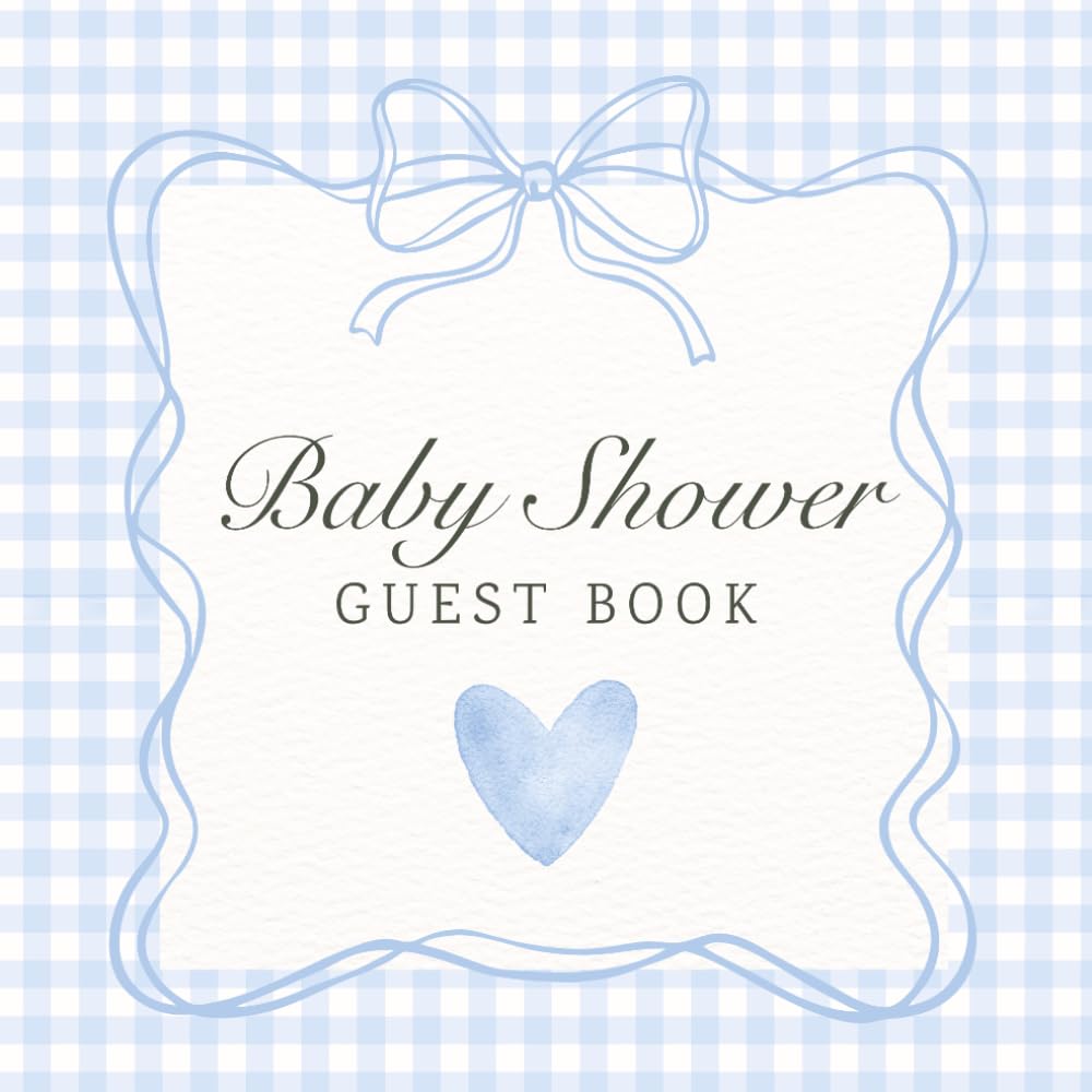 Baby Shower Guest Book: Blue Bow Gingham Coquette-Themed Celebration Memory Keepsake for Guests to Sign-In, Record Predictions, Newborn Wishes, &... & Photos/Memories Pages to Welcome New Infant baixar o livro de graça
