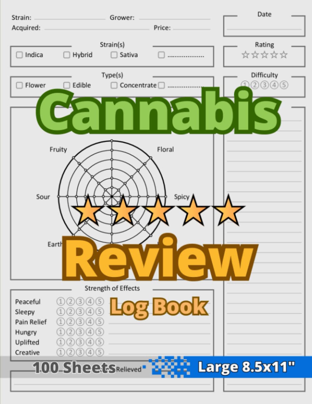 ler totalmente Cannabis Review Log Book: 8.5x11" - Cannabis Tasting Journal - Cannabis Rating Notebook - Cannabis Evaluation Score Sheet Book - Rate, Record, Track... Diary. Table of Contents & Pre-Numbered Pages