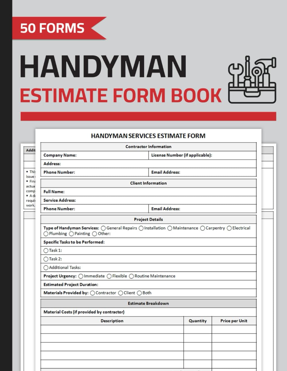Handyman Estimate Form Book: Handyman Service Estimating Sheets | Tradesman Work Order Forms | 50 Forms baixar o livro de graça