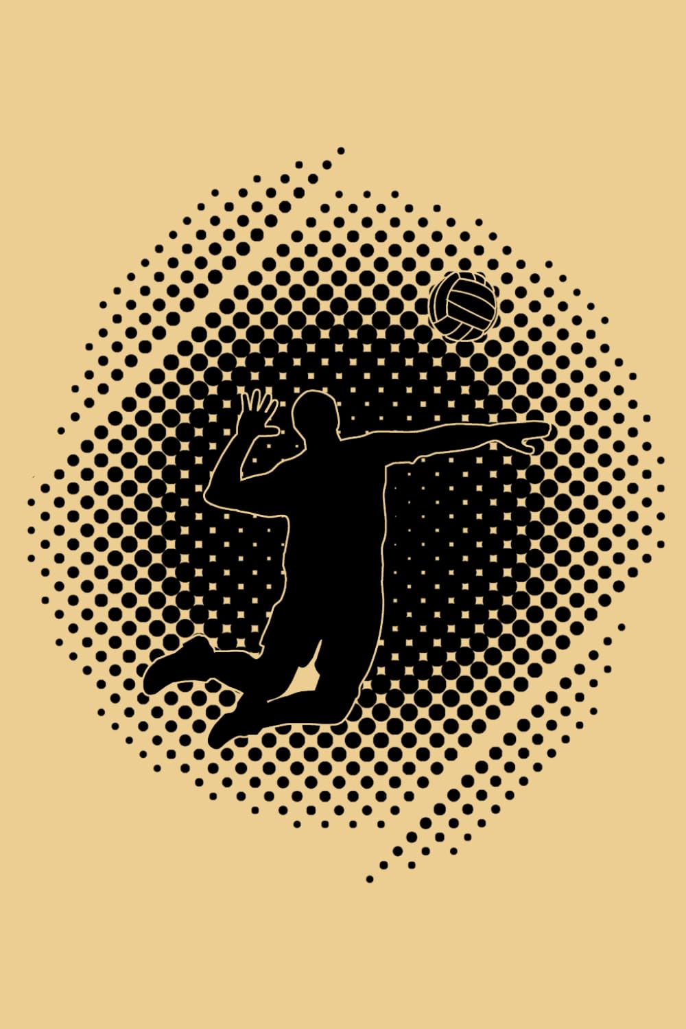 ler totalmente VOLLEYBALL HALFTONE EFFECT: journal, lined, 120 pages, 6x9 inches, matte finish cover, notebook, diary gift, no bleed