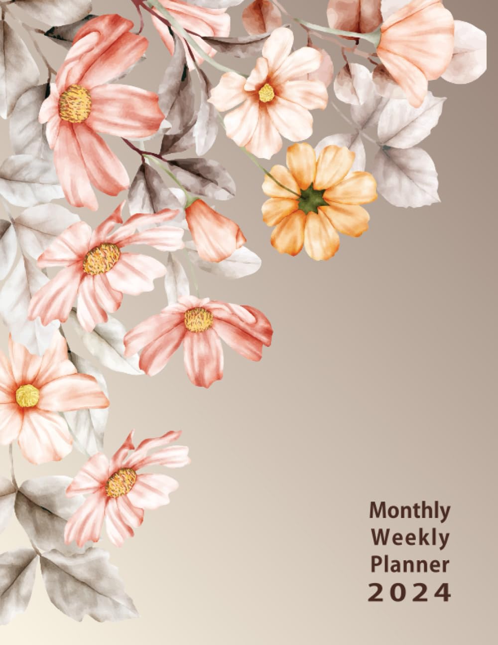 ler totalmente 2024 Monthly & Weekly Planner: 12 Months Calendar from January to December 2024 Large Print with Federal Holidays. Floral Cover.