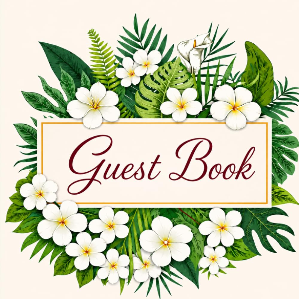 Elegant white flower - Tropical Wedding Guest Book baixar o livro de graça