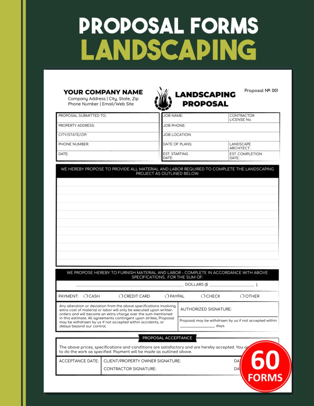 ler totalmente Proposal Forms Landscaping: Lawn Care Estimate Logbook | Track Service Quote, Job Scope & Client Agreement for Landscapers & Contractors, 60 Forms, 120 Single-Sided Pages