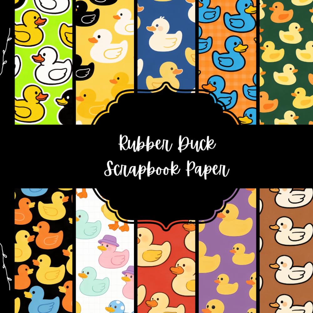 ler totalmente Rubber Duck Scrapbook Paper, Bathtime Junk Journal Paper, Kids' Decorative Paper, DIY Projects, Origami, Collage Sheets, Decoupage Paper, 10 Designs, Double Sided