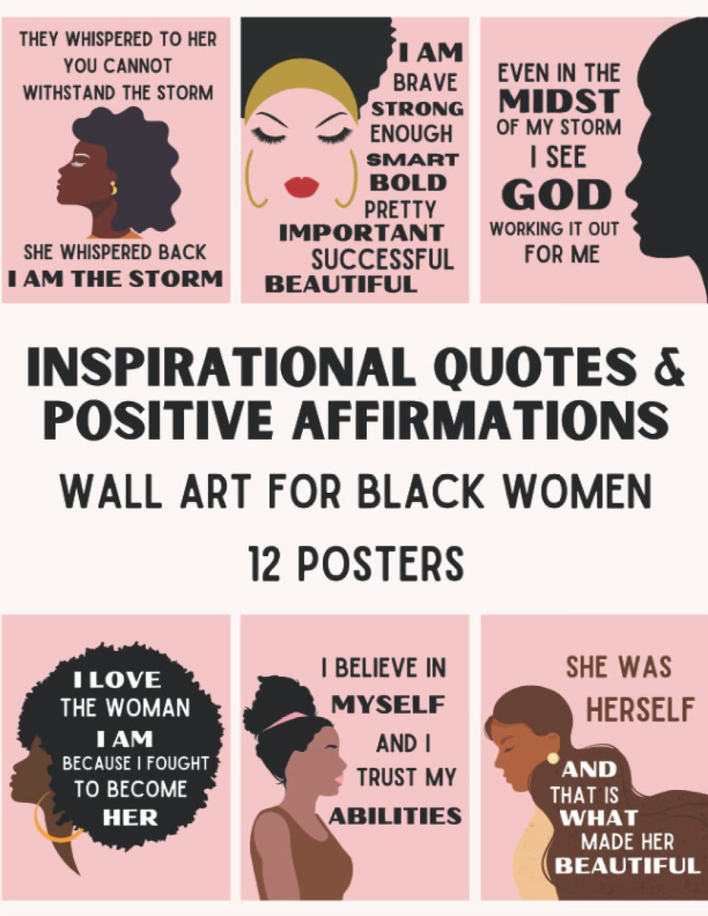 ler totalmente Inspirational Quotes and Positive Affirmations Wall Art For Black Women: 12 Posters Wall Decor With Motivational Quotes For Black Women - 8x10 inches Poster Book