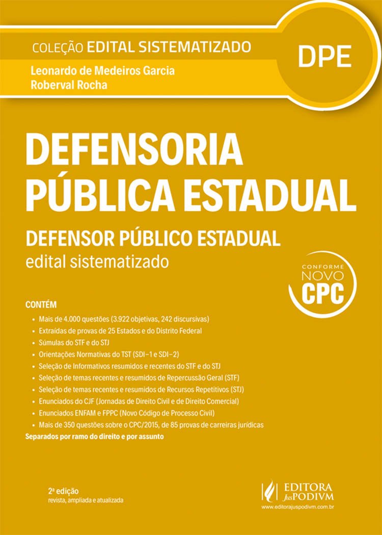Edital Sistematizado - Dpe - Defensor Público Estadual - 2a Edição Conforme Novo Cpc baixar livro de graça
