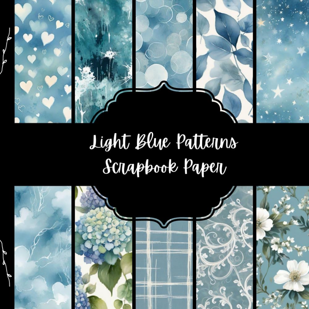 ler totalmente Light Blue Patterns Scrapbook Paper, Abstract Junk Journal Paper, Floral Decorative Paper, DIY Projects, Origami, Collage Sheets, Decoupage Paper, 10 Designs, Double Sided
