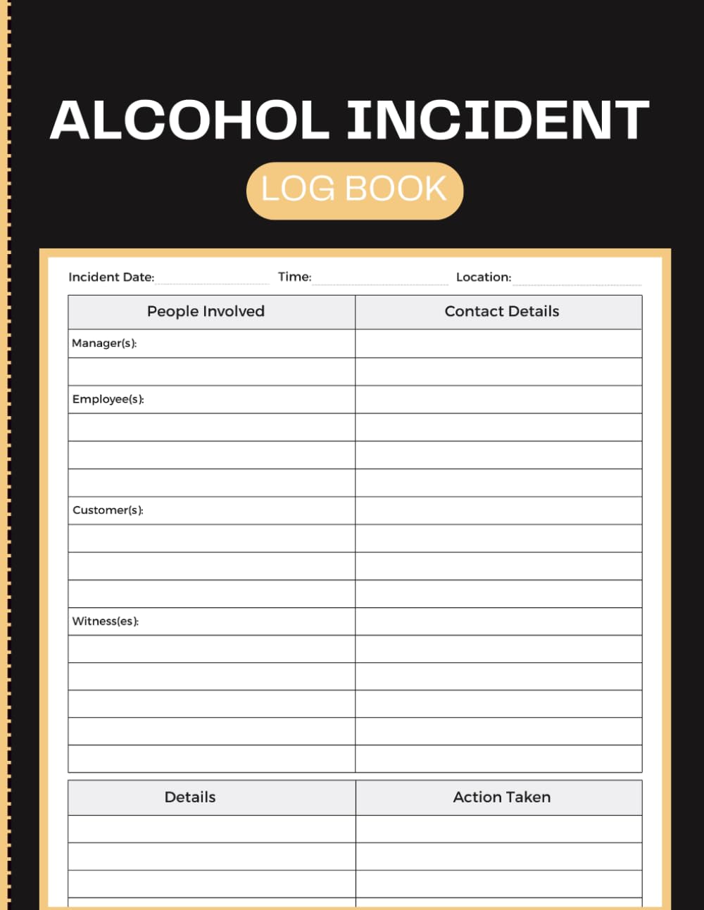 capítulo por capítulo baixar Alcohol Incident Log Book: Incident Reporting and Refusal Records for Bars, Restaurants, Hotels, Licensed Venues, Security Staff, and Hospitality Operations