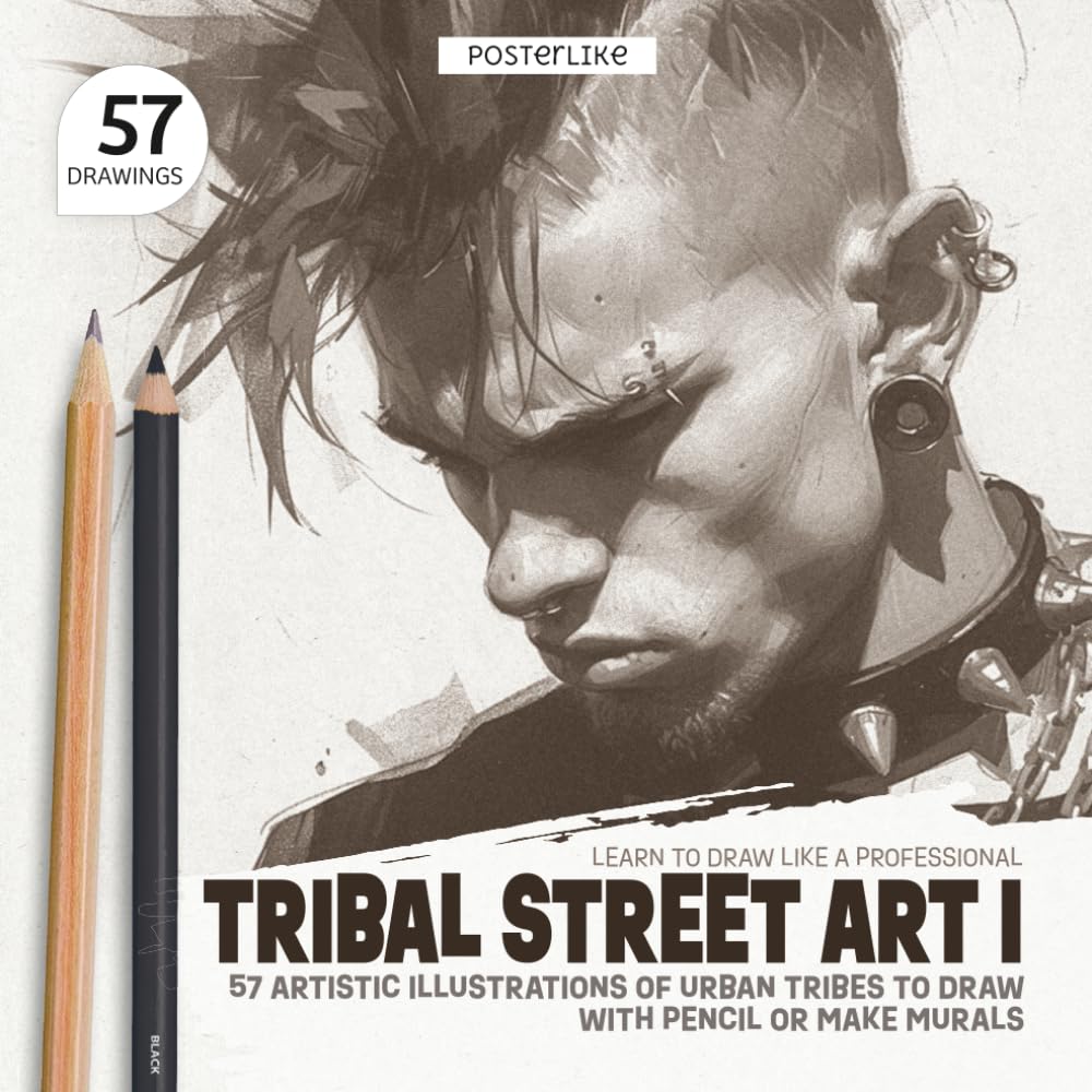 Learn to Draw Like a Professional. Tribal Street Art I: 57 artistic illustrations of urban tribes to draw with pencil or make murals baixar o livro de graça