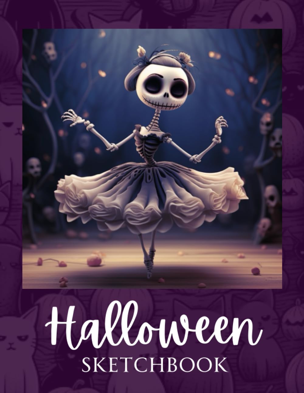 ler totalmente Halloween Sketchbook: Gorgeous dancing skeleton themed book for lovers of the spooky season