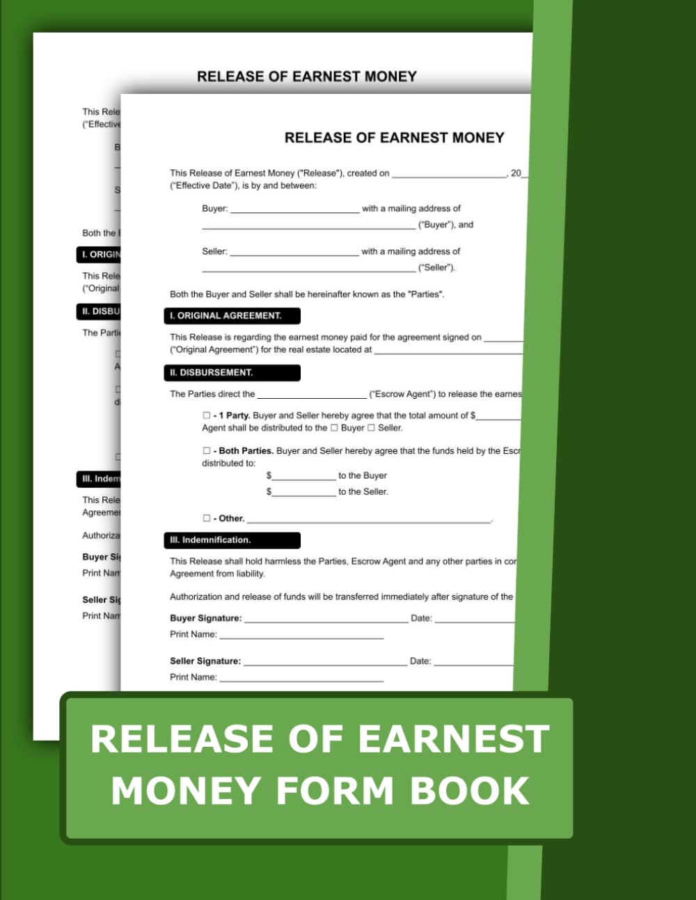 ler totalmente Release of Earnest Money Form Book: 50 Ready-to-Use Templates for Real Estate Transactions | 8.5 x 11 inches.