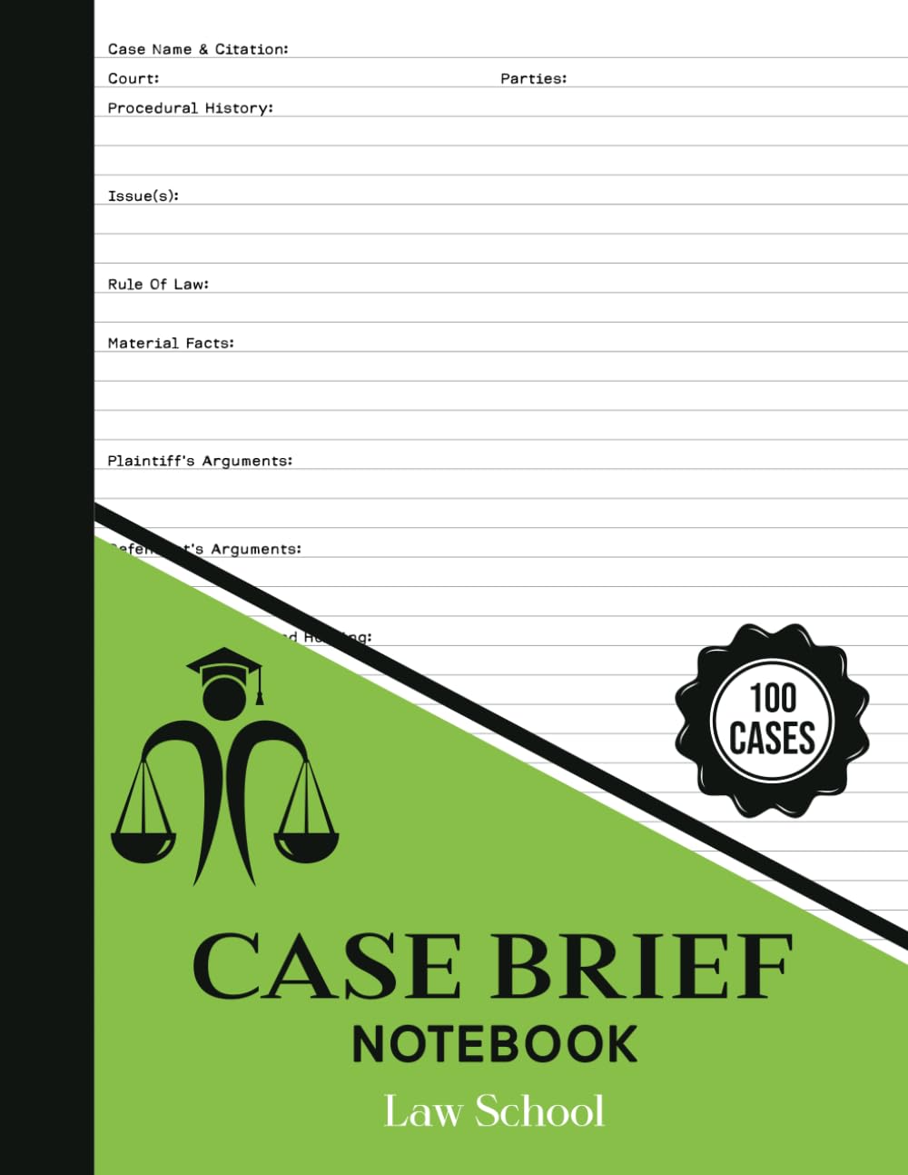 ler totalmente Law School Case Brief Notebook | Case Briefs Notebook For Law Students | Law School Case Brief Template | 8.5" x 11" inches | Case Briefs Book (100 Cases)