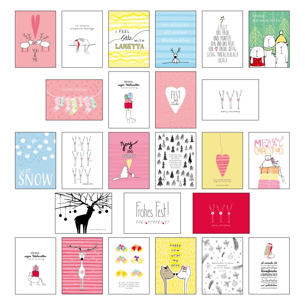 ler totalmente 25 handgemachte Weihnachtskarten Teil 2: Hochwertiges Weihnachts-Postkarten-Set mit wunderschönen, detailverliebten und von Hand designten... weihnachtlichen Sprüchen und Zitaten