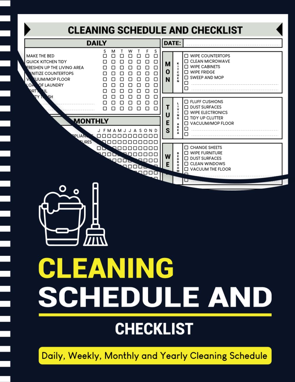 ler totalmente Cleaning Schedule and Checklist: Daily, Weekly, Monthly, and Yearly House Cleaning Schedule Planner & Organizer (110 Pages, 8.5” x 11”)