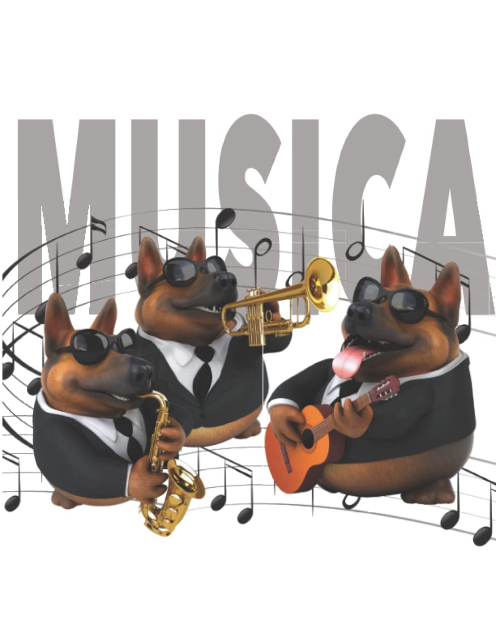 QUADERNO PENTAGRAMMATO "Blues Dogs Brother": Quaderno di musica con n.12 pentagrammi per foglio, più riga di scrittura tra un pentagramma e l'altro |... 3D | Blues, Jazz Cartoon Pastore tedesco 3D baixar o livro de graça
