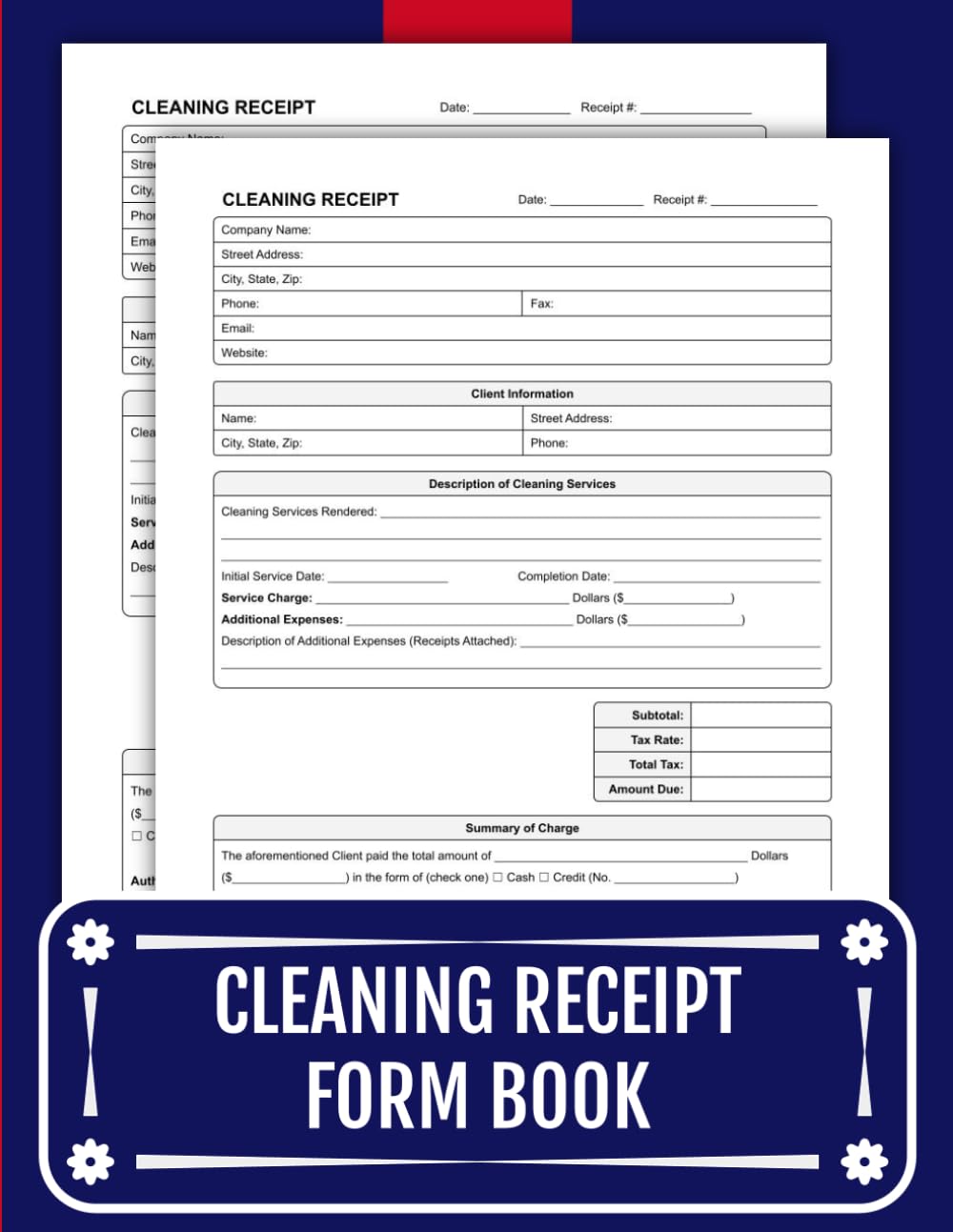 Cleaning Receipt Form Book: 50 Duplicate Invoice Forms for Housekeepers & Janitorial Services | 8.5 x 11 inches. baixar o livro de graça