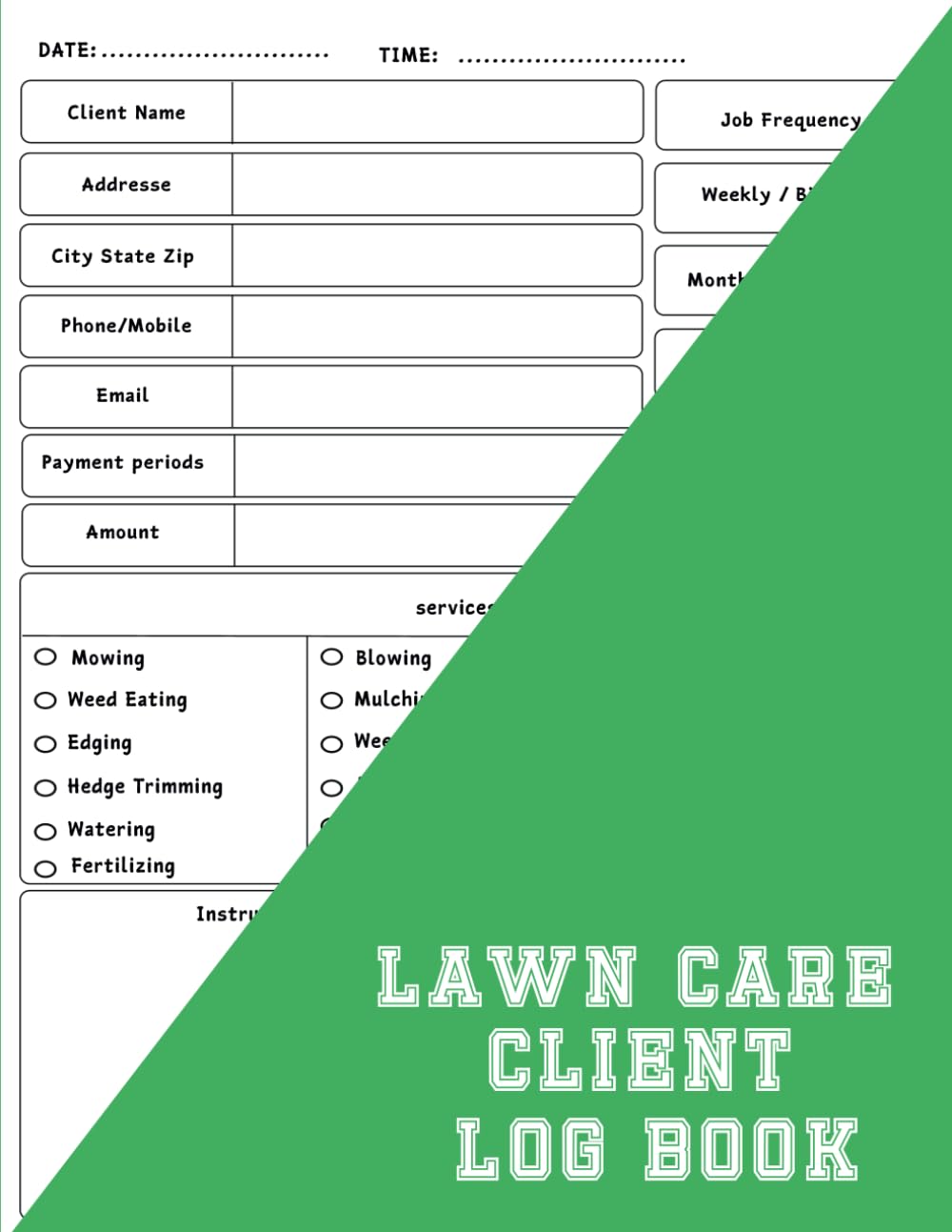 Lawn Care Client Logbook: Lawn Mowing And Landscape Appointment Logbook 100 Pages 8.5x11 Inches baixar livro de graça