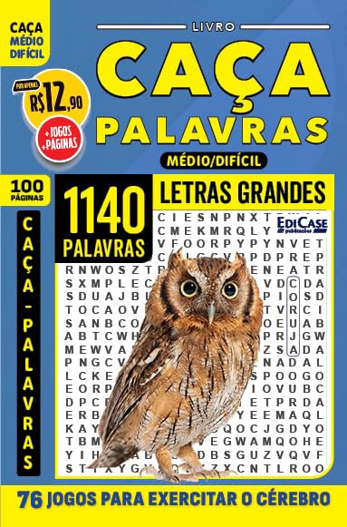 Livro Caça-Palavras ed.100 - 100 págs.- Médio/Difícil: 76 Jogos para exercitar o cérebro