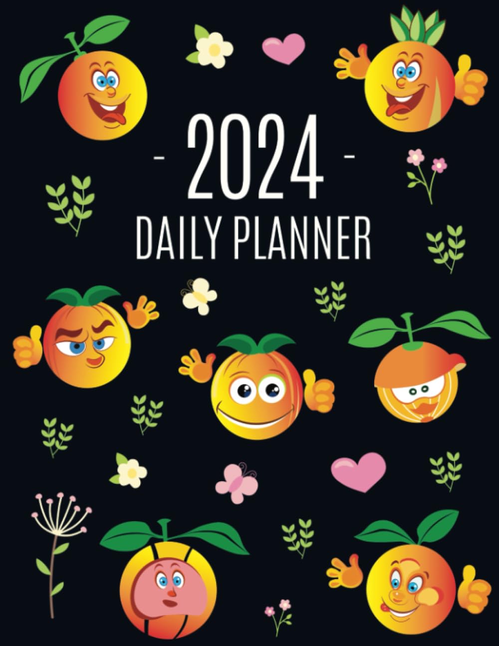 ler totalmente Orange Planner 2024: Daily Organizer for 2024 (12 Months) | Funny Citrus Fruit Scheduler with Yellow Butterflies, Flowers & Pink Hearts