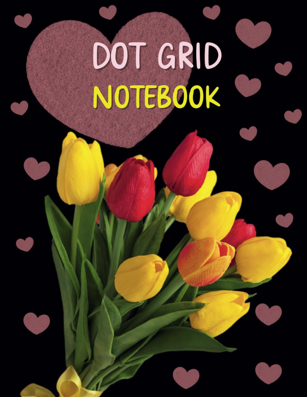 Dot grid paper notebook or journal, black cover with cute hearts and Tulips,120 Pages for Kids,Teens,Student and Adults baixar o livro de graça