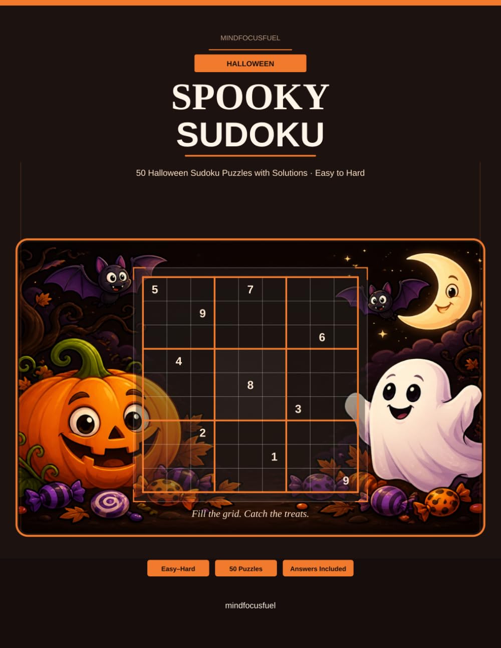 ler totalmente Spooky Sudoku: 50 Halloween Sudoku Puzzles with Solutions · Easy to Hard