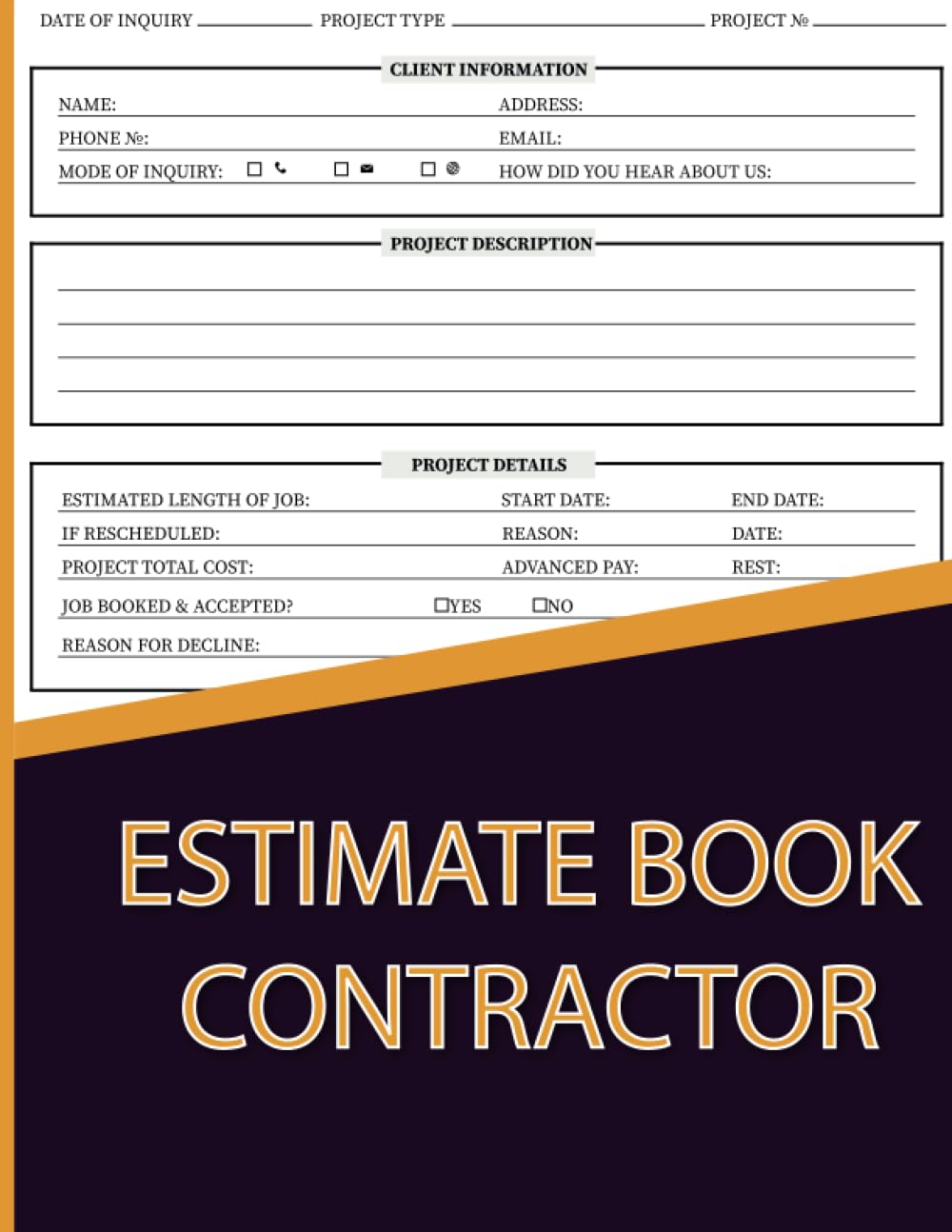 capítulo por capítulo baixar Estimate Book Contractor: Client Record Book for Job Estimate Quote | estimates|Contractor notebook Organizer| Record Book|