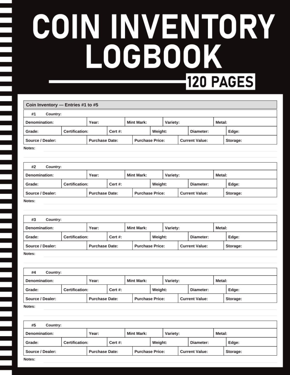capítulo por capítulo baixar Coin Inventory Log Book: 450 Coin Entries with Sheldon Grading Scale Reference, Dealer Index, Collection Summaries, Value Tracker, Wishlist, Insurance Records | 8.5 x 11 | 120 Pages