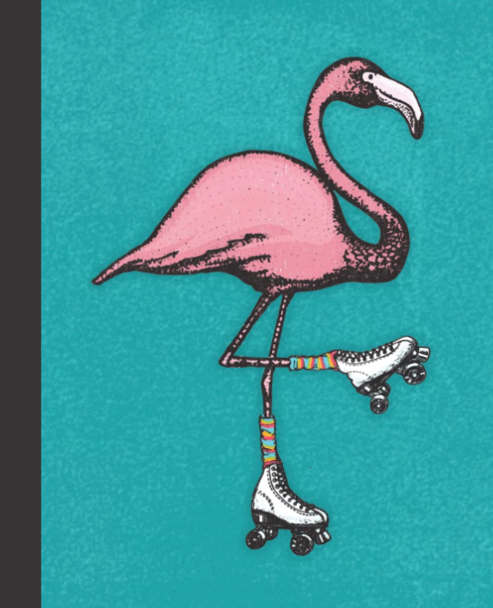 ler totalmente Composition Notebook College Ruled: Flamingo on Roller Skates - Teal