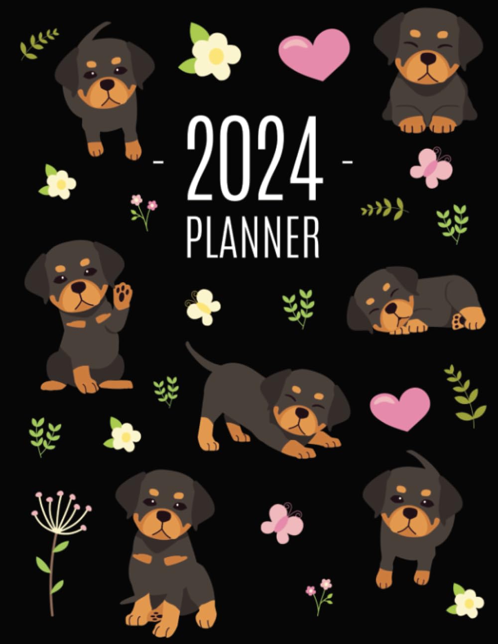 ler totalmente Rottweiler Planner 2024: Organizer: January–December (12 Months) | Cute Dog Year Scheduler with Pretty Pink Hearts