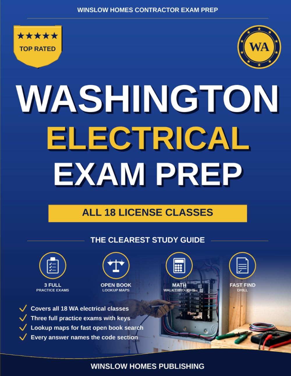 ler totalmente Washington Electrical and Low Voltage Contractor Exam Prep: All 18 License Classifications: Open-Book Study System with Lookup Maps, Practice Exams,... Tab Set (Winslow Homes Contractor Exam Prep)