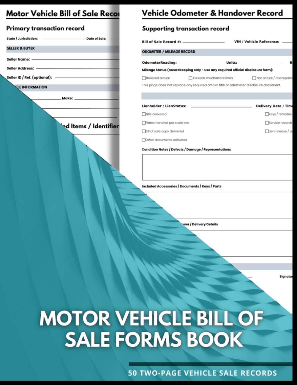 ler totalmente Motor Vehicle Bill of Sale Forms Book: 50 Two-Page Vehicle Transaction Forms for Private Sales and Ownership Transfers