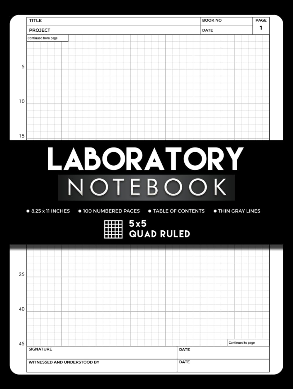 Laboratory Notebook Hardcover with 5x5 Grid Graph Paper: 5 Squares per Inch Quad Ruled Grid | 100 Numbered Pages | with Signed and Witnessed Every Page | Table of Contents | 8.25 x 11 Inches baixar o livro de graça