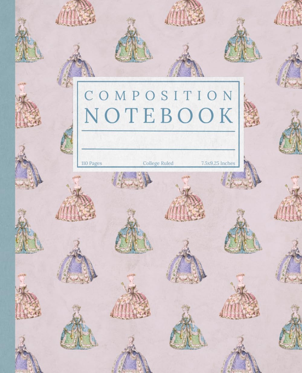 ler totalmente Composition Notebook, College Ruled: 18th Century Historical French Fashion Baroque Ballgown Design: Vintage Pastel Shabby Chic Aesthetic Journal
