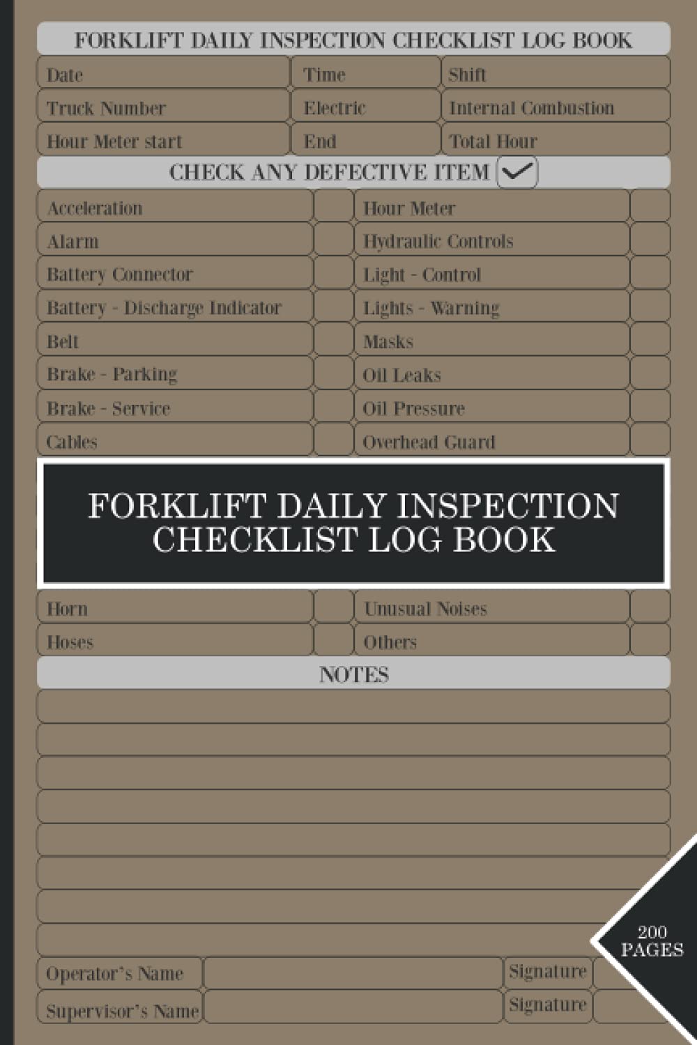 ler totalmente Forklift Daily Inspection Checklist Log Book: Forklift Maintenance and Operator Safety Record Book